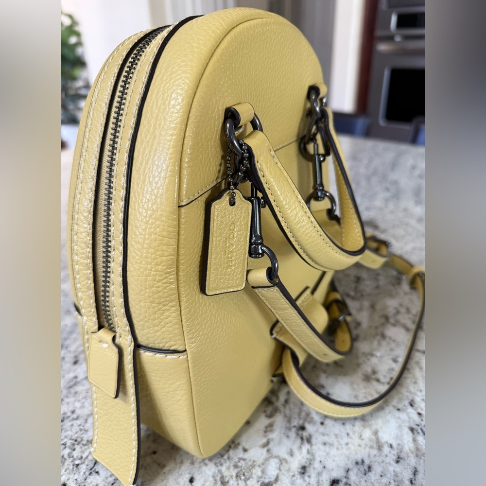 Coach Andi Mini Backpack Yellow Purse 2 way Handbag Daypack Pebbled Leather Tote - Picture 2 of 14
